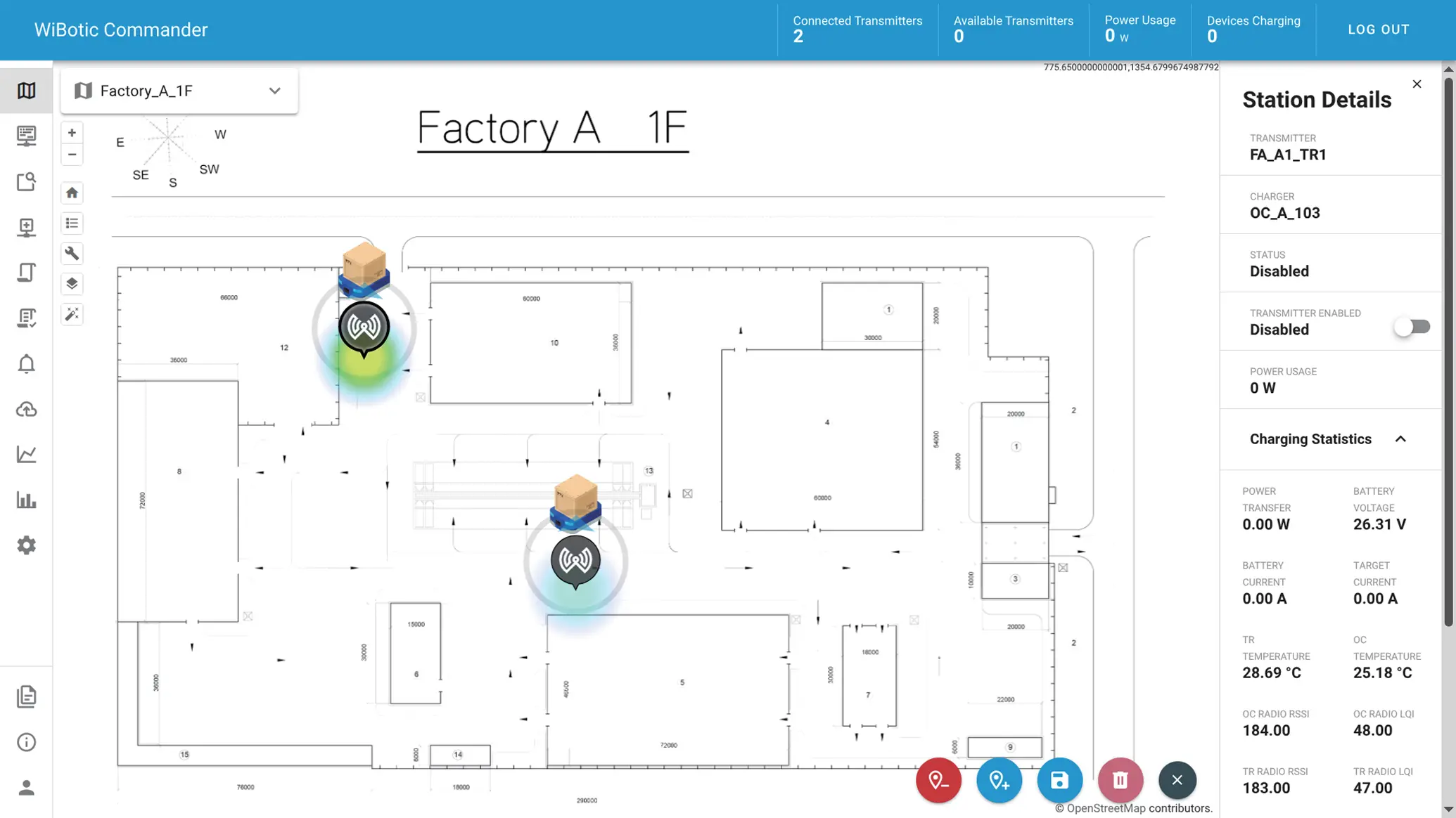 WiBotic充電管理ソフトウェア イメージ